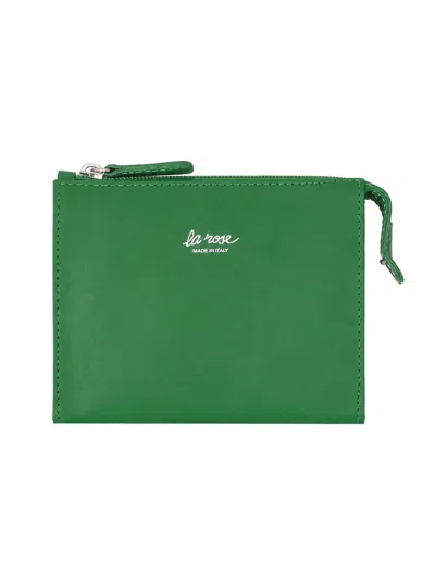 La Rose Minimal Leather Make Up Bag In Green