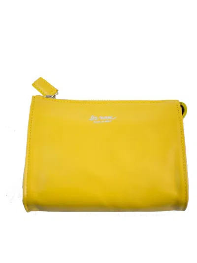 La Rose Minimal Leather Make-up Bag In Yellow