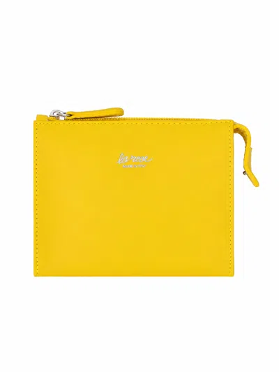 La Rose Minimal Leather Make Up Bag In Yellow
