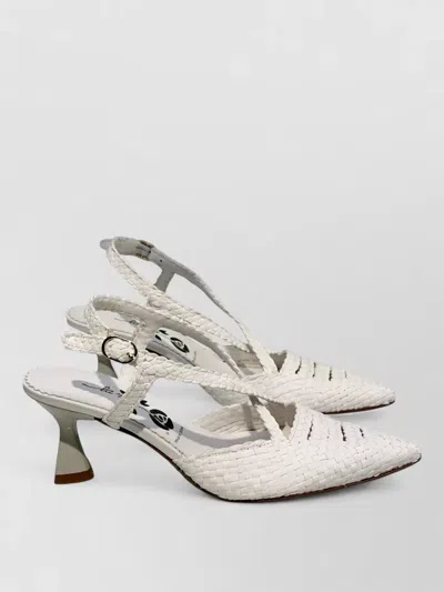 La Rose Moritz Pointed Toe Slingback Strappy Pumps In White