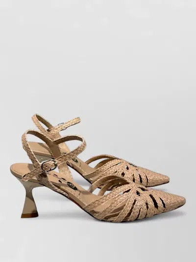 La Rose Moritz Strappy Pointed Toe Kitten Pumps In Brown