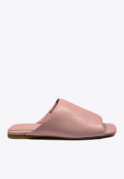 La Rose Nappa Leather Slides In Pink