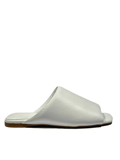La Rose Pink Slip On Slides In White