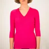 La Rose Pink V-neck Pullover In Pink