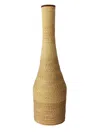 La Rose Raffia And Leather Vase In Beige
