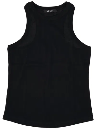 La Rose Ribbed Cotton Tank Top In Black