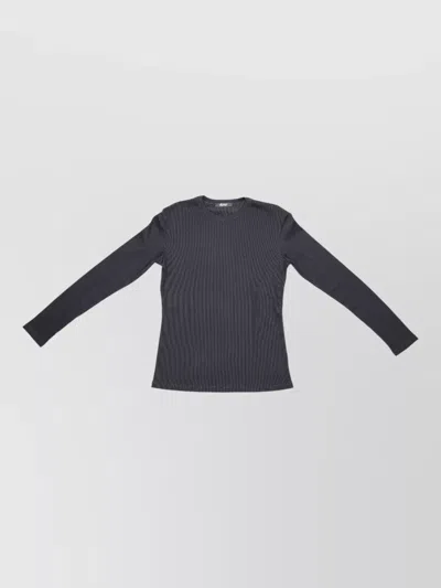 La Rose Ribbed Crew Neck Long Sleeve Top In Blue