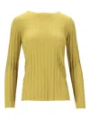 La Rose Ribbed Crew-neck Sweater In Yellow