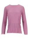 La Rose Ribbed Girocollo Cashmere Top In Green