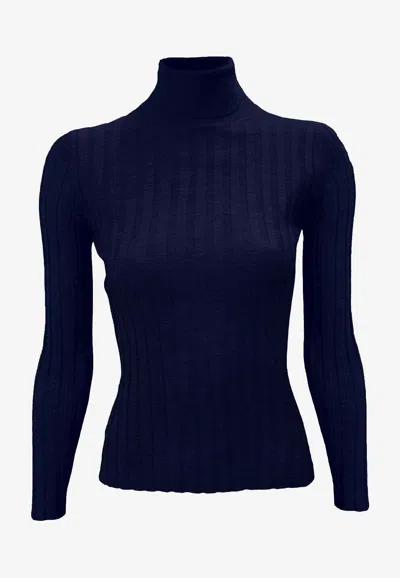 LA ROSE RIBBED HIGH-NECK SWEATER