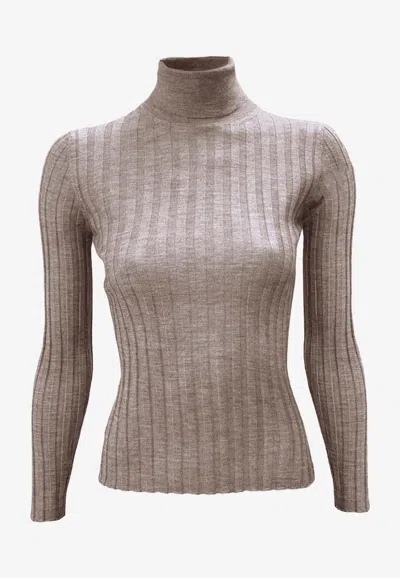 LA ROSE RIBBED HIGH-NECK SWEATER