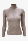 La Rose Gerippter Rollkragenpullover In Gray