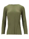 La Rose Ribbed Long-sleeve Top In Brown