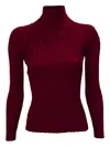 La Rose Ribbed High-neck Sweater In Red
