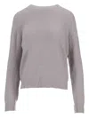 La Rose Ribbed Round-neck Sweater In Gray
