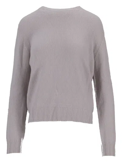 La Rose Ribbed Round-neck Sweater In Gray
