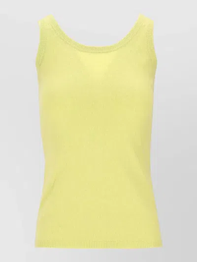 La Rose Ribbed Scoop Neck Sleeveless Tank Top In Green