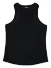 La Rose Ribbed Cotton Tank Top In Black