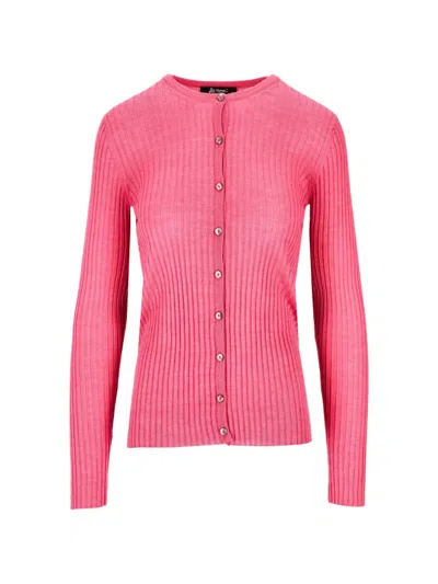 La Rose Ribbed-knit Cardigan In Pink