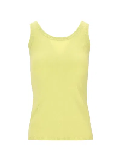 La Rose Ribbed-knit Tank Top In Yellow