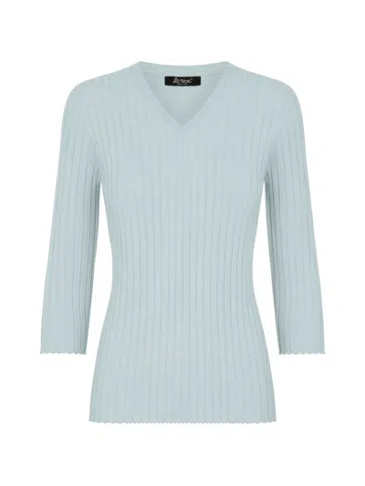 La Rose Ribbed-knit V-neck Sweater In Black