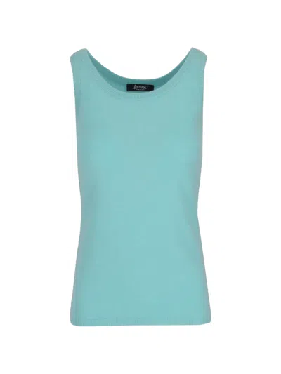 La Rose Ribbed-trim Tank Top In Blue