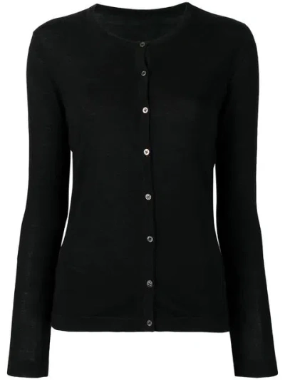 La Rose Round Neck Cardigan In Black