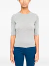 La Rose Round-neck Short-sleeve Sweater In Gray