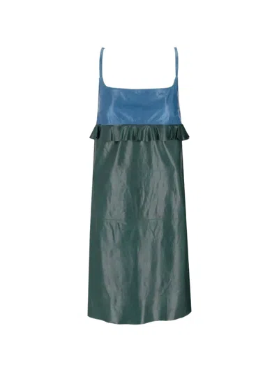 La Rose Leather Dress Top Verde Gonna Azzurra In Multi