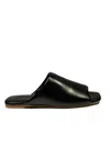La Rose Nappa Leather Slides In Black