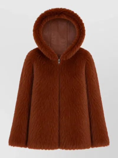 La Rose Shearling Coat In Brown