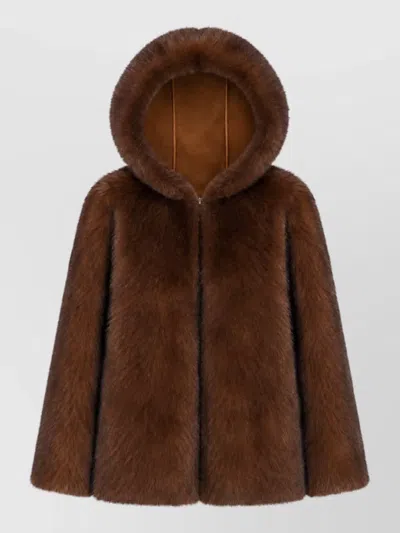 La Rose Shearling Coat In Brown