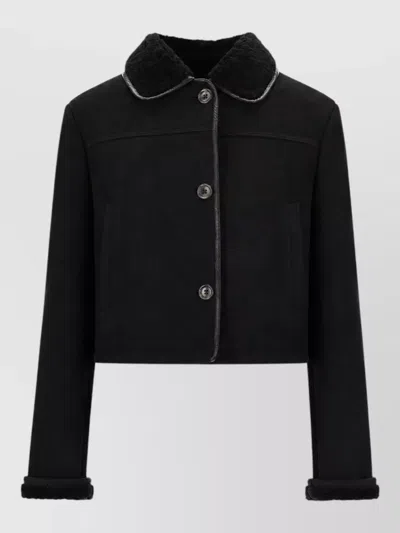 La Rose Shearling Jacket In Black