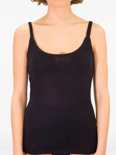 La Rose Cashmere Silk Tank Top Scoop Neck In Black
