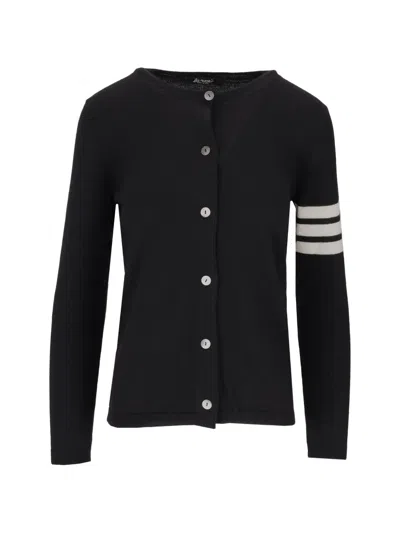 La Rose Stripe-detail Button-up Cardigan In Black