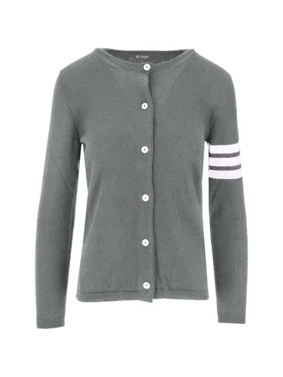 La Rose Stripe-detail Cardigan In Gray