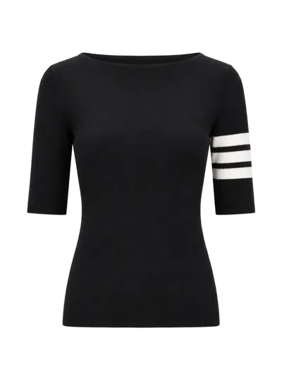 La Rose Stripe-detail Merino-wool Sweater In Black
