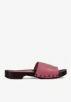 La Rose Leather Flat Sandals Open Toe Studs In Pink