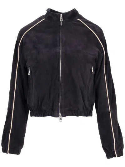 La Rose Suede Bomber In Blue