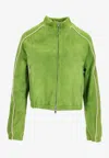 La Rose Wildlederjacke Mit Reissverschluss In Green
