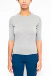 La Rose Grey Rownd Neck Sweater Top In Multicolor
