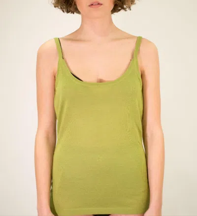 La Rose Stretch Scoop Neck Sleeveless Tank Top In Green