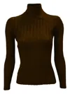 La Rose Brown Highneck Pullover In Brown