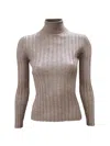 La Rose Gerippter Rollkragenpullover In Gray