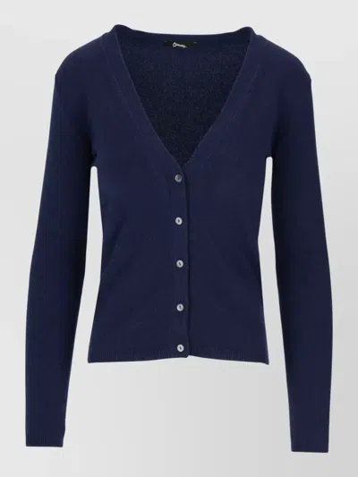 La Rose V Neck Cardigan Long Sleeves Knit In Blue
