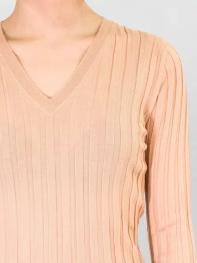 La Rose V Neck Cashmere Silk Knit Top In Neutral