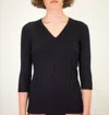 La Rose Blue V-neck Sweater Top