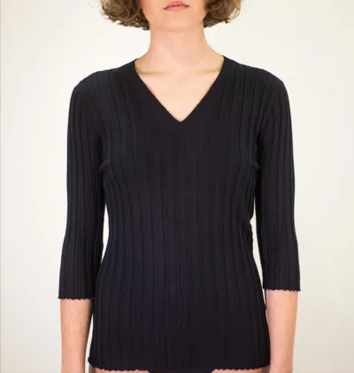 LA ROSE LA ROSE V NECK CASH/SILK BLUE NAVY