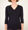 La Rose Blue V-neck Sweater Top