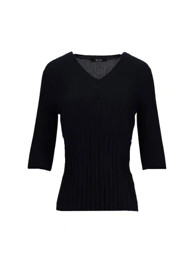 La Rose V Neck Cash/silk Blue Navy